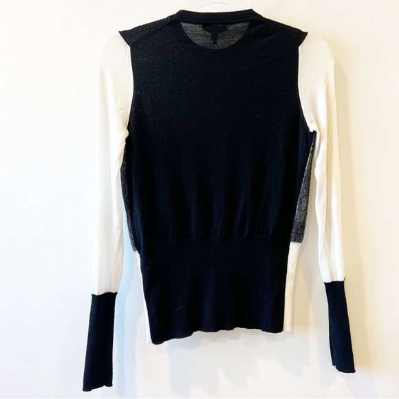 Rag & Bone Marissa‎ Color Block Fine Knit Sweater in Black and Cream - Picture 4 of 5